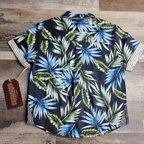 Fore! Axel & Hudson NEW Tropical Button Down Shirt Size 4T Hawaiian Leaves - Picture 4 of 4